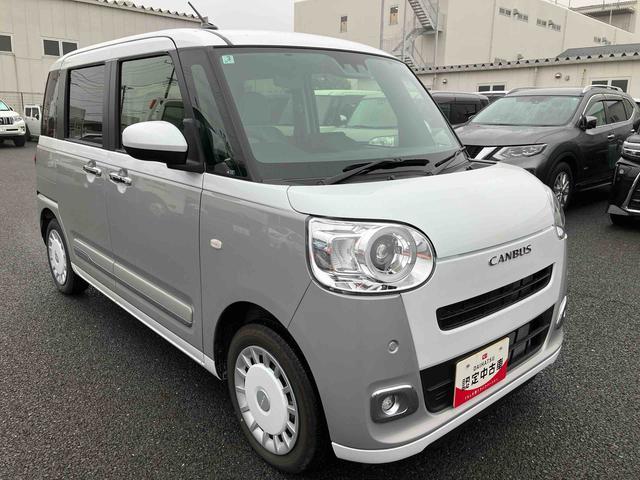 ムーヴキャンバスストライプスGLEDヘッドランプ・フォグランプ・電動パ−キング・シートヒ−タ−・スマ−トアシスト・ホッとカップホルダ−/360°スーパ−UV&IRカットガラス・置き楽ボックス・オートブレ−キホールド付き車(千葉県)の中古車