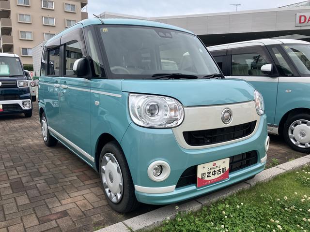 ムーヴキャンバスＧホワイトアクセントリミテッド　ＳＡIII１４インチフルホイールキャップ　ＬＥＤヘッドランプ　キーフリーシステム　両側パワースライドドア　オートエアコン（プッシュ式）　オートライト　置きラクボックス（静岡県）の中古車