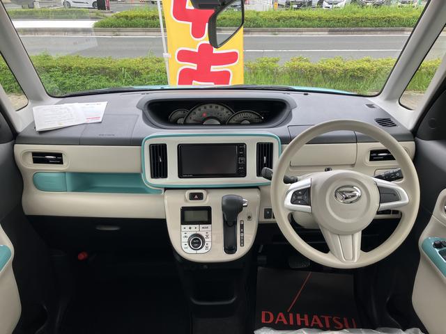 ムーヴキャンバスＧホワイトアクセントリミテッド　ＳＡIII１４インチフルホイールキャップ　ＬＥＤヘッドランプ　キーフリーシステム　両側パワースライドドア　オートエアコン（プッシュ式）　オートライト　置きラクボックス（静岡県）の中古車