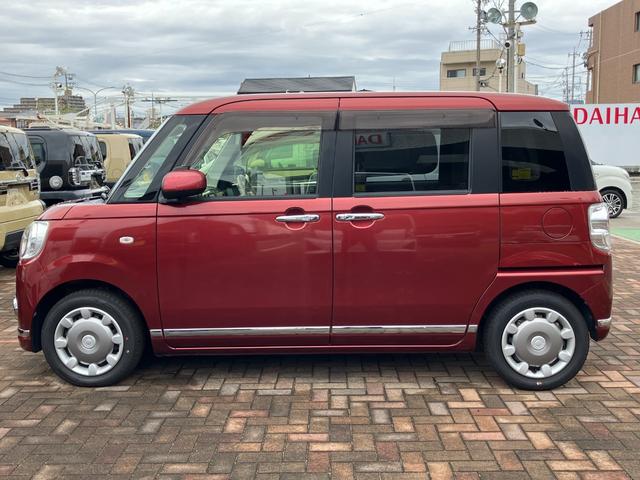 ムーヴキャンバスGメイクアップ SAII14インチフルホイールキャップ LEDヘッドランプ キーフリーシステム 両側パワースライドドア オートエアコン(プッシュ式) オートライト 置きラクボックス(静岡県)の中古車