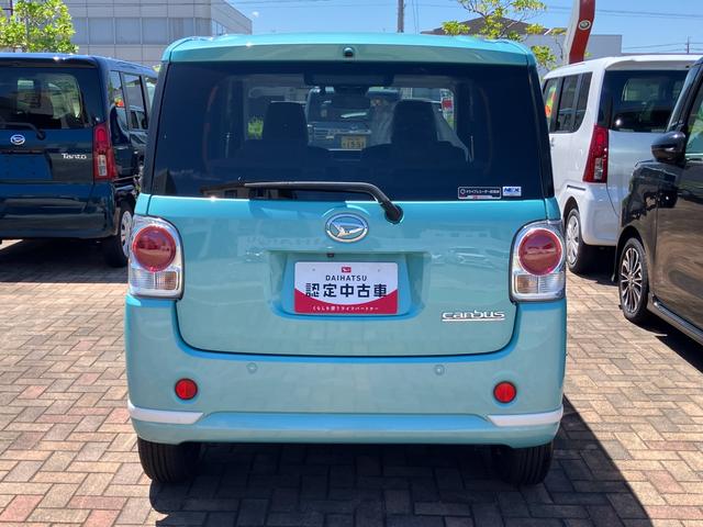 ムーヴキャンバスＧホワイトアクセントＶＳ　ＳＡIII１４インチフルホイールキャップ　ＬＥＤヘッドランプ　キーフリーシステム　両側パワースライドドア　オートエアコン（プッシュ式）　オートライト　置きラクボックス（静岡県）の中古車