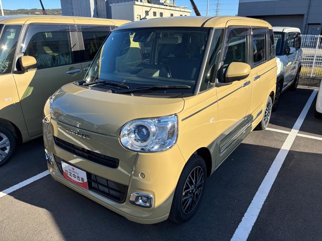 ムーヴキャンバスセオリーG14インチフルホイールキャップ LEDヘッドランプ LEDフォグランプ ホっとカップホルダー 両側パワースライドドア キーフリーシステム プッシュボタンスタート UVカットガラス(静岡県)の中古車