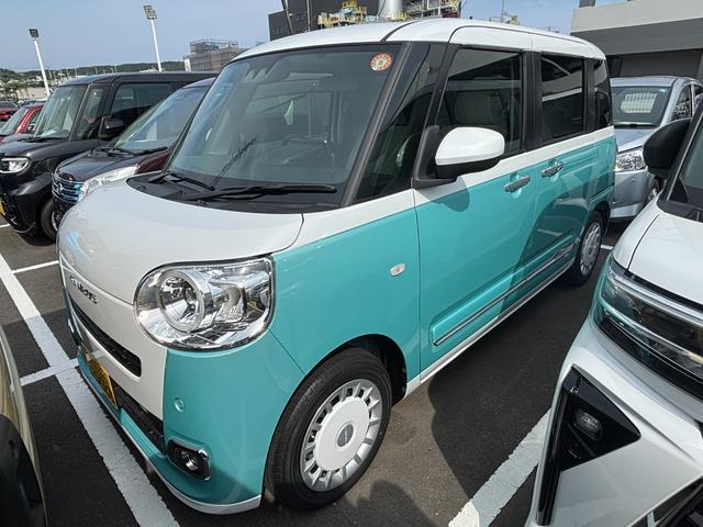 ムーヴキャンバスストライプスG14インチフルホイールキャップ LEDヘッドランプ LEDフォグランプ ホっとカップホルダー 両側パワースライドドア キーフリーシステム プッシュボタンスタート UVカットガラス(静岡県)の中古車