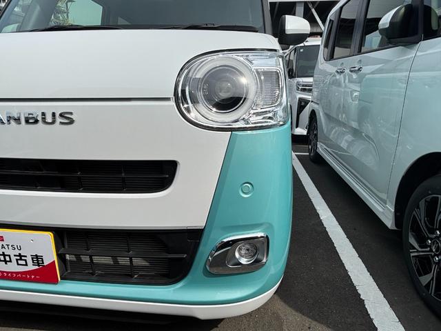 ムーヴキャンバスストライプスG14インチフルホイールキャップ LEDヘッドランプ LEDフォグランプ ホっとカップホルダー 両側パワースライドドア キーフリーシステム プッシュボタンスタート UVカットガラス(静岡県)の中古車