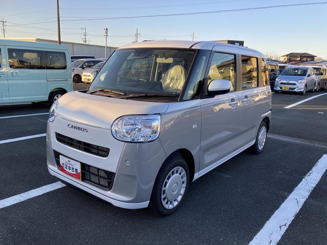 ムーヴキャンバスストライプスＸ　ナビ付ナビ　１４インチフルホイールキャップ　キーフリーシステム　プッシュボタンスタート　ＵＶカットガラス　両側パワースライドドア　ハロゲンヘッドライト　ラゲージアンダーボックス（静岡県）の中古車