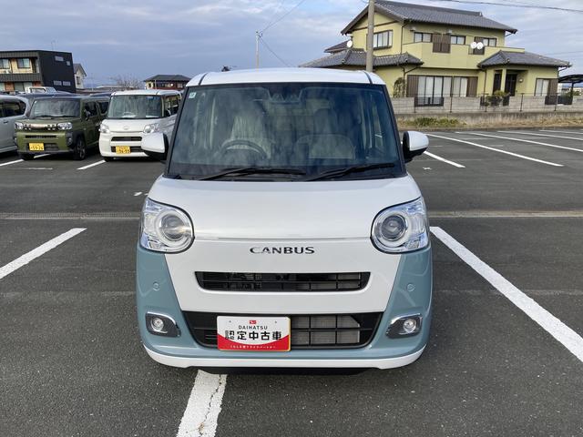 ムーヴキャンバスストライプスGターボ14インチフルホイールキャップ LEDヘッドランプ LEDフォグランプ ホっとカップホルダー 両側パワースライドドア キーフリーシステム プッシュボタンスタート UVカットガラス(静岡県)の中古車