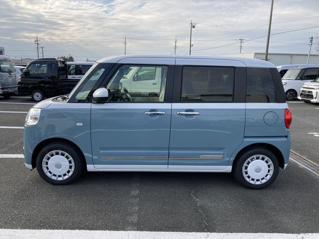 ムーヴキャンバスストライプスGターボ14インチフルホイールキャップ LEDヘッドランプ LEDフォグランプ ホっとカップホルダー 両側パワースライドドア キーフリーシステム プッシュボタンスタート UVカットガラス(静岡県)の中古車