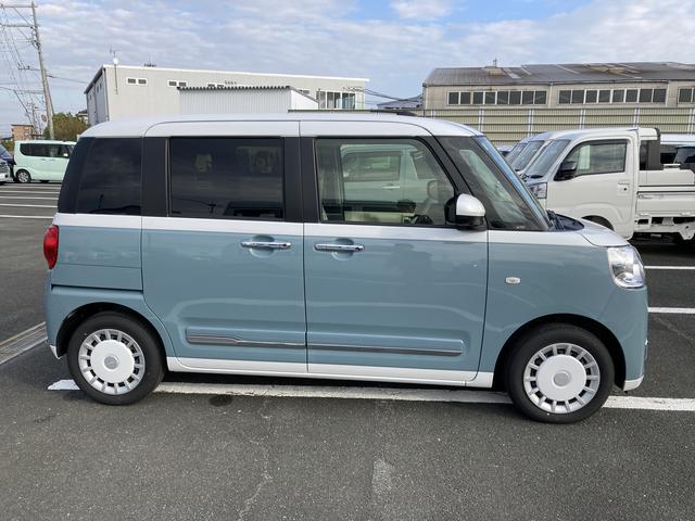 ムーヴキャンバスストライプスGターボ14インチフルホイールキャップ LEDヘッドランプ LEDフォグランプ ホっとカップホルダー 両側パワースライドドア キーフリーシステム プッシュボタンスタート UVカットガラス(静岡県)の中古車