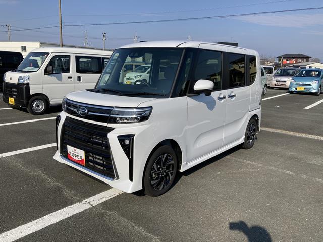 タントカスタムＸ１４インチアルミホイール　大型エアロバンパー　フルＬＥＤヘッドランプ　オート格納式カラードドアミラー　両側パワースライドドア　キーフリーシステム　プッシュボタンスタート（静岡県）の中古車