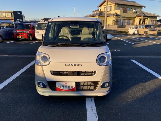 ムーヴキャンバスストライプスＧ１４インチフルホイールキャップ　ＬＥＤヘッドランプ　ＬＥＤフォグランプ　ホっとカップホルダー　両側パワースライドドア　キーフリーシステム　プッシュボタンスタート　ＵＶカットガラス（静岡県）の中古車