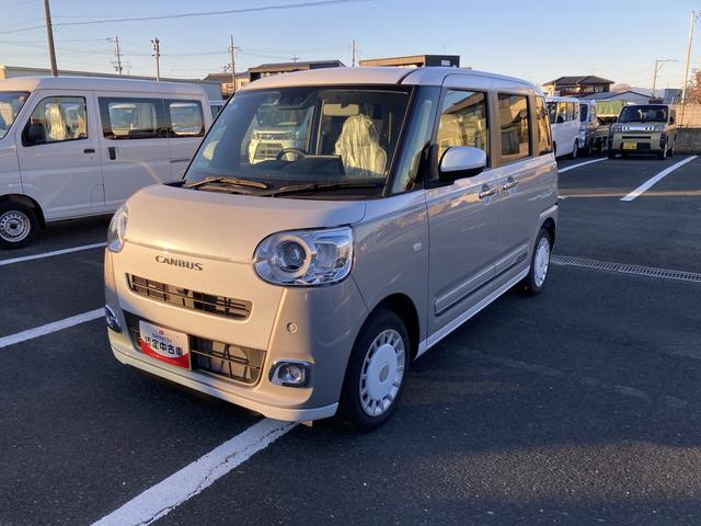 ムーヴキャンバスストライプスＧ１４インチフルホイールキャップ　ＬＥＤヘッドランプ　ＬＥＤフォグランプ　ホっとカップホルダー　両側パワースライドドア　キーフリーシステム　プッシュボタンスタート　ＵＶカットガラス（静岡県）の中古車