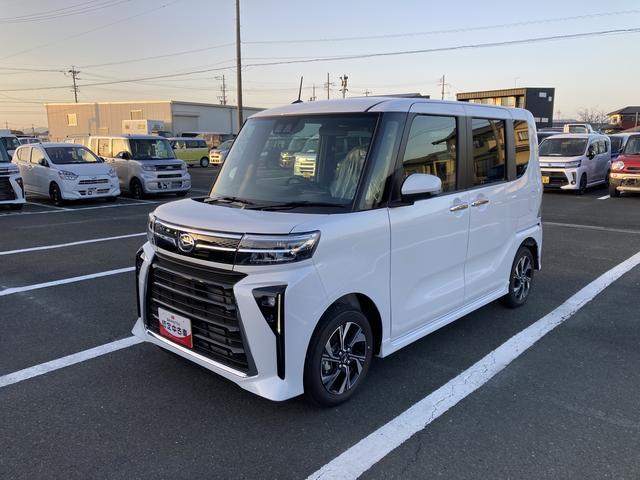 タントカスタムX14インチアルミホイール 大型エアロバンパー フルLEDヘッドランプ オート格納式カラードドアミラー 両側パワースライドドア キーフリーシステム プッシュボタンスタート(静岡県)の中古車