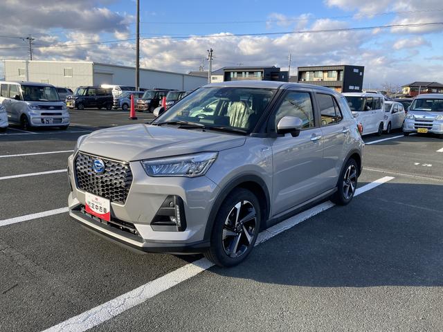 ロッキープレミアムＧ　ＨＥＶ１７インチアルミホイール　ＵＶＩＲカット遮音ガラス　フルＬＥＤヘッドランプ　キーフリーシステム　革巻きステアリングホイール　本革シフトノブ　アクティブマルチインフォメーションメーター（静岡県）の中古車