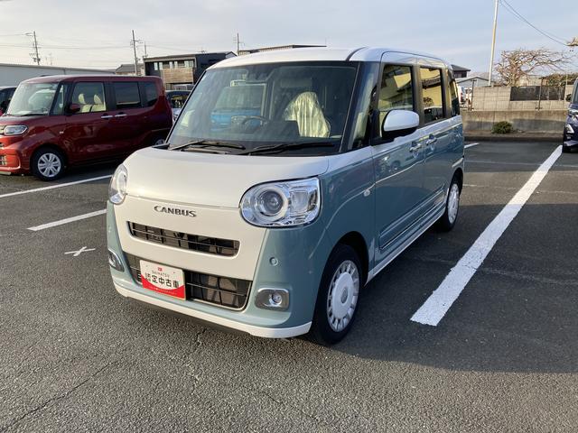 ムーヴキャンバスストライプスＧターボ１４インチフルホイールキャップ　ＬＥＤヘッドランプ　ＬＥＤフォグランプ　ホっとカップホルダー　両側パワースライドドア　キーフリーシステム　プッシュボタンスタート　ＵＶカットガラス（静岡県）の中古車