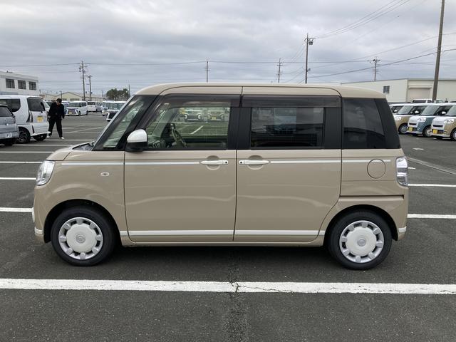 ムーヴキャンバスＧホワイトアクセントＶＳ　ＳＡIII１４インチフルホイールキャップ　ＬＥＤヘッドランプ　キーフリーシステム　両側パワースライドドア　オートエアコン（プッシュ式）　オートライト　置きラクボックス（静岡県）の中古車