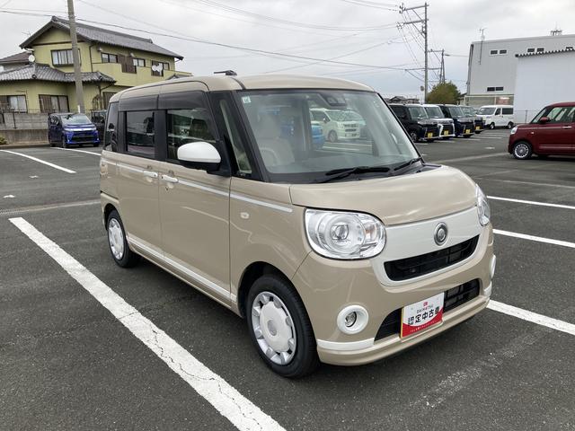 ムーヴキャンバスＧホワイトアクセントＶＳ　ＳＡIII１４インチフルホイールキャップ　ＬＥＤヘッドランプ　キーフリーシステム　両側パワースライドドア　オートエアコン（プッシュ式）　オートライト　置きラクボックス（静岡県）の中古車