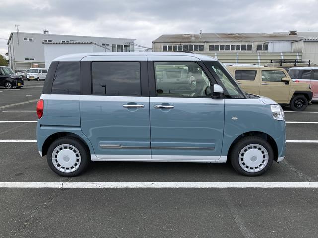 ムーヴキャンバスストライプスG14インチフルホイールキャップ LEDヘッドランプ LEDフォグランプ ホっとカップホルダー 両側パワースライドドア キーフリーシステム プッシュボタンスタート UVカットガラス(静岡県)の中古車