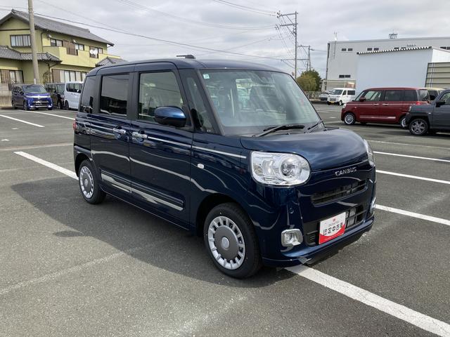 ムーヴキャンバスセオリーＧ１４インチフルホイールキャップ　ＬＥＤヘッドランプ　ＬＥＤフォグランプ　ホっとカップホルダー　両側パワースライドドア　キーフリーシステム　プッシュボタンスタート　ＵＶカットガラス（静岡県）の中古車