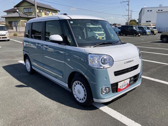 ムーヴキャンバスストライプスＧ１４インチフルホイールキャップ　ＬＥＤヘッドランプ　ＬＥＤフォグランプ　ホっとカップホルダー　両側パワースライドドア　キーフリーシステム　プッシュボタンスタート　ＵＶカットガラス（静岡県）の中古車