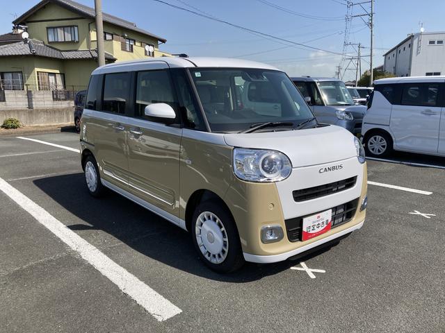 ムーヴキャンバスストライプスＧ１４インチフルホイールキャップ　ＬＥＤヘッドランプ　ＬＥＤフォグランプ　ホっとカップホルダー　両側パワースライドドア　キーフリーシステム　プッシュボタンスタート　ＵＶカットガラス（静岡県）の中古車