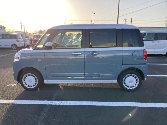 ムーヴキャンバスストライプスG14インチフルホイールキャップ LEDヘッドランプ LEDフォグランプ ホっとカップホルダー 両側パワースライドドア キーフリーシステム プッシュボタンスタート UVカットガラス(静岡県)の中古車