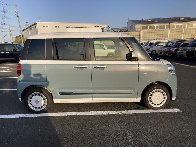 ムーヴキャンバスストライプスG14インチフルホイールキャップ LEDヘッドランプ LEDフォグランプ ホっとカップホルダー 両側パワースライドドア キーフリーシステム プッシュボタンスタート UVカットガラス(静岡県)の中古車