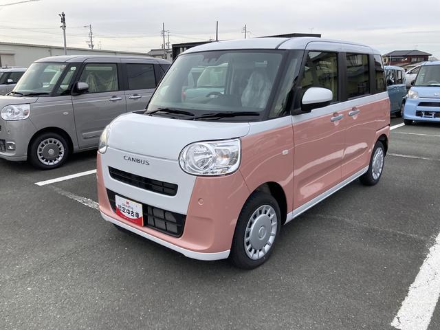 ムーヴキャンバスストライプスX14インチフルホイールキャップ 両側パワースライドドア キーフリーシステム プッシュボタンスタート UVカットガラス マルチインフォメーションディスプレイ(静岡県)の中古車