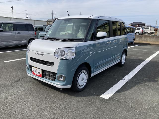 ムーヴキャンバスストライプスＧ１４インチフルホイールキャップ　ＬＥＤヘッドランプ　ＬＥＤフォグランプ　ホっとカップホルダー　両側パワースライドドア　キーフリーシステム　プッシュボタンスタート　ＵＶカットガラス（静岡県）の中古車