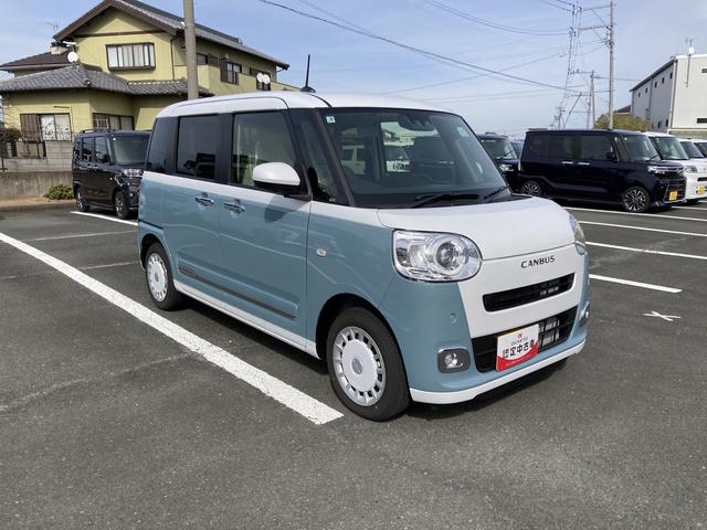 ムーヴキャンバスストライプスＧ１４インチフルホイールキャップ　ＬＥＤヘッドランプ　ＬＥＤフォグランプ　ホっとカップホルダー　両側パワースライドドア　キーフリーシステム　プッシュボタンスタート　ＵＶカットガラス（静岡県）の中古車