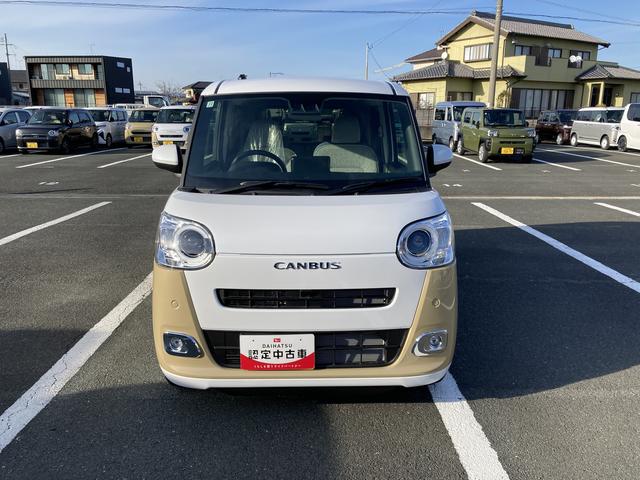 ムーヴキャンバスストライプスG14インチフルホイールキャップ LEDヘッドランプ LEDフォグランプ ホっとカップホルダー 両側パワースライドドア キーフリーシステム プッシュボタンスタート UVカットガラス(静岡県)の中古車