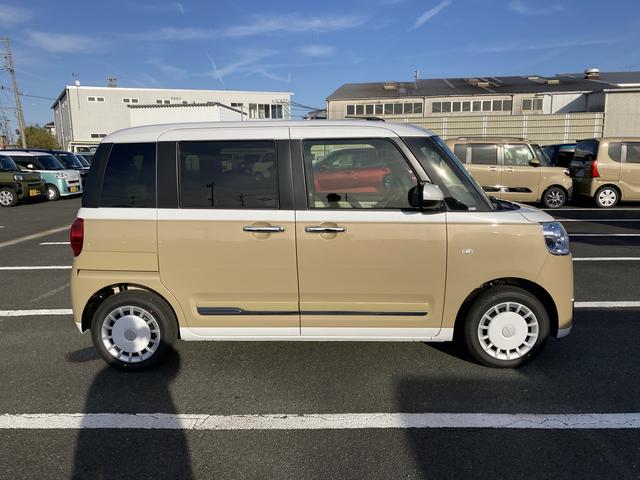 ムーヴキャンバスストライプスG14インチフルホイールキャップ LEDヘッドランプ LEDフォグランプ ホっとカップホルダー 両側パワースライドドア キーフリーシステム プッシュボタンスタート UVカットガラス(静岡県)の中古車