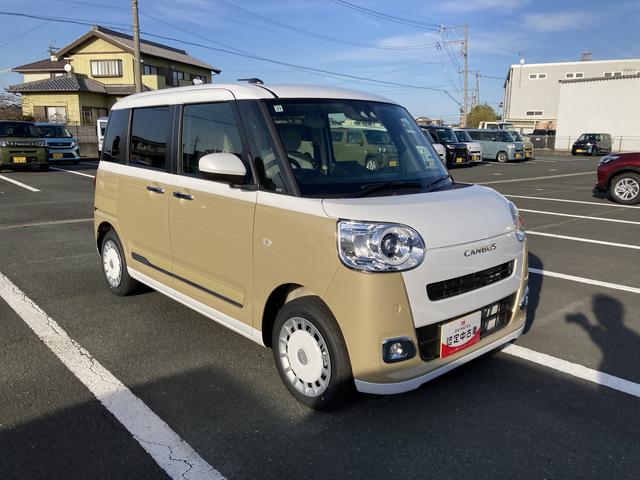 ムーヴキャンバスストライプスG14インチフルホイールキャップ LEDヘッドランプ LEDフォグランプ ホっとカップホルダー 両側パワースライドドア キーフリーシステム プッシュボタンスタート UVカットガラス(静岡県)の中古車