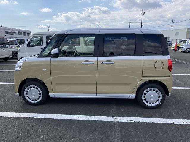 ムーヴキャンバスストライプスＸ１４インチフルホイールキャップ　キーフリーシステム　プッシュボタンスタート　ＵＶカットガラス　両側パワースライドドア　ハロゲンヘッドライト　ラゲージアンダーボックス（静岡県）の中古車