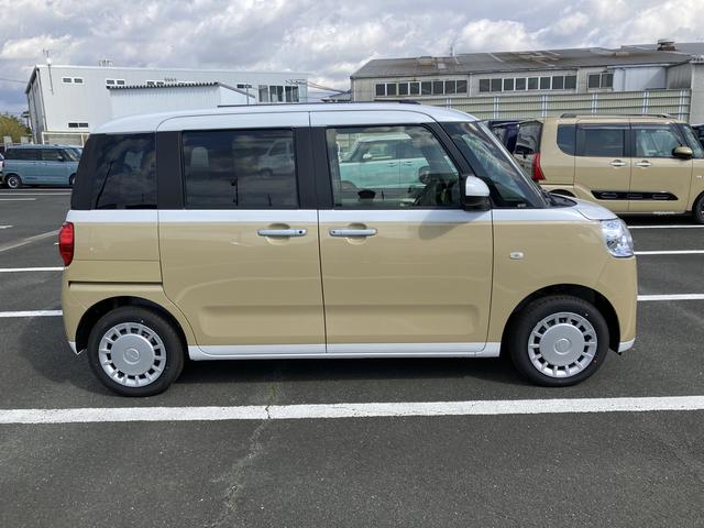 ムーヴキャンバスストライプスＸ１４インチフルホイールキャップ　キーフリーシステム　プッシュボタンスタート　ＵＶカットガラス　両側パワースライドドア　ハロゲンヘッドライト　ラゲージアンダーボックス（静岡県）の中古車