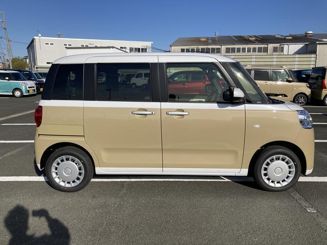 ムーヴキャンバスストライプスX14インチフルホイールキャップ キーフリーシステム プッシュボタンスタート UVカットガラス 両側パワースライドドア ハロゲンヘッドライト ラゲージアンダーボックス(静岡県)の中古車