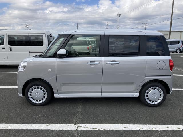 ムーヴキャンバスストライプスＸ１４インチフルホイールキャップ　キーフリーシステム　プッシュボタンスタート　ＵＶカットガラス　両側パワースライドドア　ハロゲンヘッドライト　ラゲージアンダーボックス（静岡県）の中古車