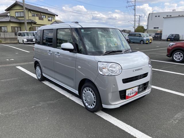 ムーヴキャンバスストライプスＸ１４インチフルホイールキャップ　キーフリーシステム　プッシュボタンスタート　ＵＶカットガラス　両側パワースライドドア　ハロゲンヘッドライト　ラゲージアンダーボックス（静岡県）の中古車