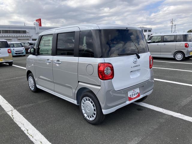 ムーヴキャンバスストライプスＸ１４インチフルホイールキャップ　キーフリーシステム　プッシュボタンスタート　ＵＶカットガラス　両側パワースライドドア　ハロゲンヘッドライト　ラゲージアンダーボックス（静岡県）の中古車