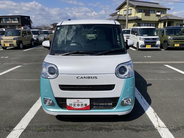 ムーヴキャンバスストライプスＧ１４インチフルホイールキャップ　ＬＥＤヘッドランプ　ＬＥＤフォグランプ　ホっとカップホルダー　両側パワースライドドア　キーフリーシステム　プッシュボタンスタート　ＵＶカットガラス（静岡県）の中古車