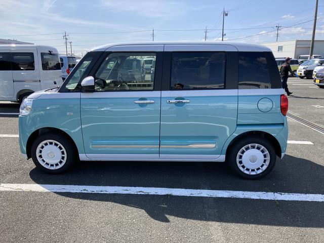 ムーヴキャンバスストライプスＧ１４インチフルホイールキャップ　ＬＥＤヘッドランプ　ＬＥＤフォグランプ　ホっとカップホルダー　両側パワースライドドア　キーフリーシステム　プッシュボタンスタート　ＵＶカットガラス（静岡県）の中古車