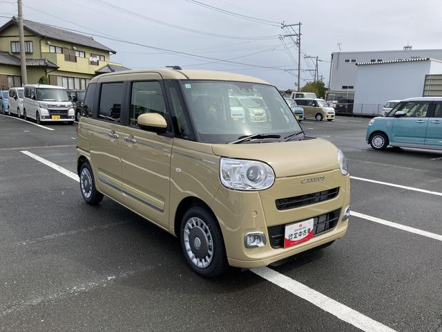 ムーヴキャンバスセオリーG14インチフルホイールキャップ LEDヘッドランプ LEDフォグランプ ホっとカップホルダー 両側パワースライドドア キーフリーシステム プッシュボタンスタート 革巻ステアリングホイール(静岡県)の中古車