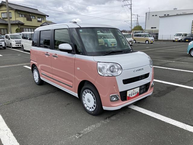 ムーヴキャンバスストライプスＧ１４インチフルホイールキャップ　ＬＥＤヘッドランプ　ＬＥＤフォグランプ　ホっとカップホルダー　両側パワースライドドア　キーフリーシステム　プッシュボタンスタート　ＵＶカットガラス（静岡県）の中古車