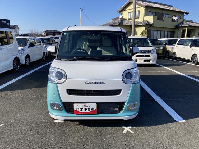 ムーヴキャンバスストライプスＧ１４インチフルホイールキャップ　ＬＥＤヘッドランプ　ＬＥＤフォグランプ　ホっとカップホルダー　両側パワースライドドア　キーフリーシステム　プッシュボタンスタート　ＵＶカットガラス（静岡県）の中古車