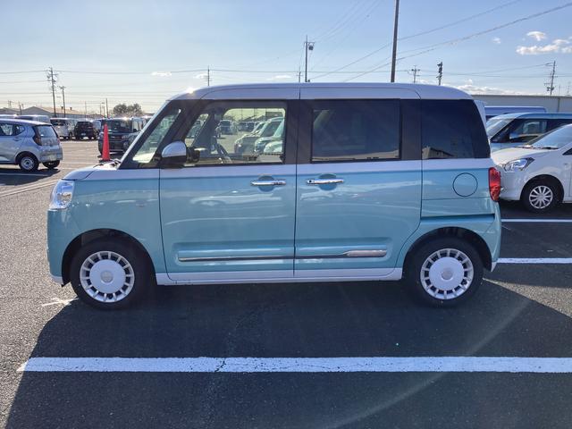 ムーヴキャンバスストライプスＧ１４インチフルホイールキャップ　ＬＥＤヘッドランプ　ＬＥＤフォグランプ　ホっとカップホルダー　両側パワースライドドア　キーフリーシステム　プッシュボタンスタート　ＵＶカットガラス（静岡県）の中古車