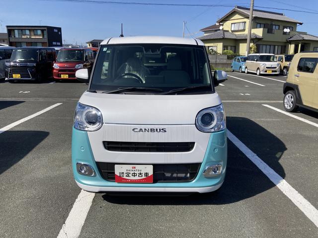 ムーヴキャンバスストライプスＧ１４インチフルホイールキャップ　ＬＥＤヘッドランプ　ＬＥＤフォグランプ　ホっとカップホルダー　両側パワースライドドア　キーフリーシステム　プッシュボタンスタート　ＵＶカットガラス（静岡県）の中古車