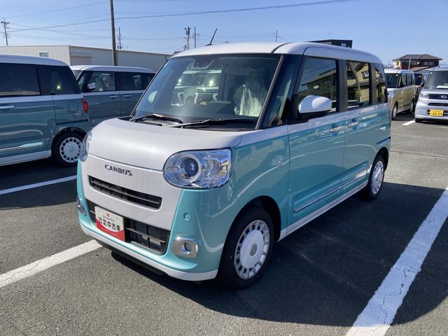 ムーヴキャンバスストライプスＧ１４インチフルホイールキャップ　ＬＥＤヘッドランプ　ＬＥＤフォグランプ　ホっとカップホルダー　両側パワースライドドア　キーフリーシステム　プッシュボタンスタート　ＵＶカットガラス（静岡県）の中古車