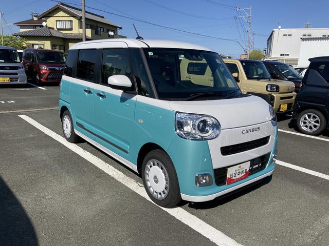 ムーヴキャンバスストライプスＧ１４インチフルホイールキャップ　ＬＥＤヘッドランプ　ＬＥＤフォグランプ　ホっとカップホルダー　両側パワースライドドア　キーフリーシステム　プッシュボタンスタート　ＵＶカットガラス（静岡県）の中古車