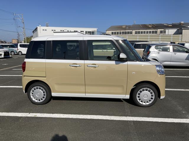 ムーヴキャンバスストライプスＸ１４インチフルホイールキャップ　キーフリーシステム　プッシュボタンスタート　ＵＶカットガラス　両側パワースライドドア　ハロゲンヘッドライト　ラゲージアンダーボックス（静岡県）の中古車