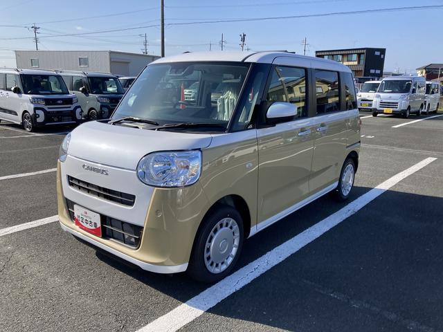 ムーヴキャンバスストライプスＸ１４インチフルホイールキャップ　キーフリーシステム　プッシュボタンスタート　ＵＶカットガラス　両側パワースライドドア　ハロゲンヘッドライト　ラゲージアンダーボックス（静岡県）の中古車