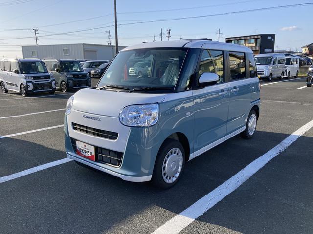 ムーヴキャンバスストライプスＸ１４インチフルホイールキャップ　キーフリーシステム　プッシュボタンスタート　ＵＶカットガラス　両側パワースライドドア　ハロゲンヘッドライト　ラゲージアンダーボックス（静岡県）の中古車